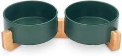 KPWACD Ceramic Pet Bowls For Dog And Cat, Raised Dog Food And Water Bowl Set With Anti-Slip Wooden Stand, White Pets Dish Feeding Bowls Suitable For Small, Medium And Big Cats Dogs, 28 OZ -Zoo Shop 31e2LwpXLpL. AC
