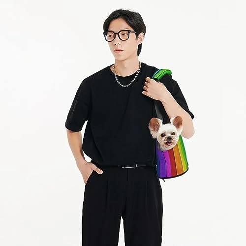 Mqgmz Rainbow Colored Wood Background Print Pet Carrier Tote Bag With Pocket Safety - Amazing Design 6 Mqgmz Rainbow Colored Wood Background Print Pet Carrier Tote Bag With Pocket Safety - Amazing Design - Image 4