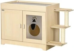 ACQUIRE 3 In 1 Litter Box Enclosure Hidden Kitty House Cat Tree, Cat Washroom Storage Bench With Double Doors, Multiple Layers 15 ACQUIRE 3 In 1 Litter Box Enclosure Hidden Kitty House Cat Tree, Cat Washroom Storage Bench With Double Doors, Multiple Layers -Zoo Shop 31fyWE40WL. AC