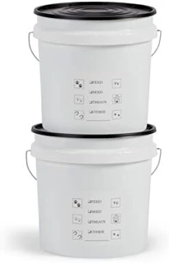 United Solutions Airtight Pet Food Storage Container, 5 Gallon Capacity, Great For Dog Food, Cat Food, Bird Seed, Dry Food Storage, White Container With Black Lid, 2-Pack -Zoo Shop 31h6tw6HVoL. AC