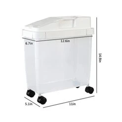 Zaop 20Lb Airtight Rice Storage Container With Wheels Dry Food Cereal Flour Storage Bin, Sealed 12Lb Cat Dog Pet Food Tank Organizer White -Zoo Shop 31hGaES6HnL