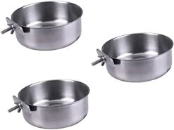 POPETPOP 3pcs Pet Hanging Food Bowl Stainless Steel Coop Cups Parrot Dish Dispenser Bowl For Parrot Bird Feeding Bowl Silver Food Box Feed Water Dog Water Bowls Bowl For Birds Bird Dish Cup -Zoo Shop 31hfZxj4UL. AC