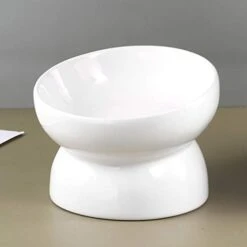 Pet Raised Bowls Ceramic Food Bowl Pet Water Bowl Pet Supplies For Cat Dog (White, Size S) -Zoo Shop 31jEl6YNO8L