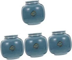 HOMSFOU 5 Pcs Urn Tea Decoration Storage Containers Small Storage Container Round Container With Lid Small Ceramics Urn Pet Memorial Pet Cremation Urns Ceramics Blue Cat Ash Urn Mini -Zoo Shop 31ldzRlk4L. AC