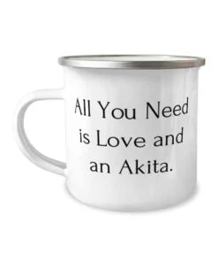 GENERIC Cute Akita Dog 12oz Camper Mug, All You Need Is Love And An Akita, Fun For Friends From Friends, Pet Toys, Cat Toys, Dog Toys, Pet Food, Cat Food, Dog Food