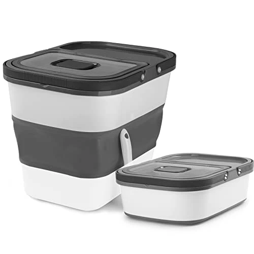 SONKONIA Dog Food Storage Container, 35lbs Collapsible Food Container With Scoop, Food Storage Bin With Airtight Lid For Dog Cat Food, Grey 3 SONKONIA Dog Food Storage Container, 35lbs Collapsible Food Container With Scoop, Food Storage Bin With Airtight Lid For Dog Cat Food, Grey