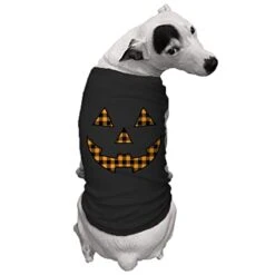 Plaid Pumpkin Face - Halloween Outfit Dog Shirt (Black, X-Large)