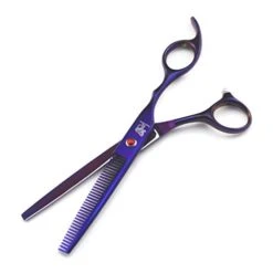 Purple Pet Cat Dog Grooming Scissors Set 5 Pieces Stainless Steel Professional Pet Trimmer Kit - 7.0 Inch Straight Cutting Scissors, Thinning Shears, Curved Scissors, Grooming Combs -Zoo Shop 31sU2sqxLwL