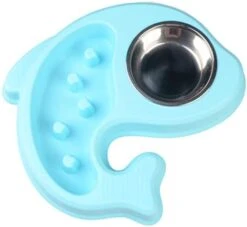 POPETPOP Puppy Feeder Slow Feeder Bowl Dog Anti-Choking Bowl Stainless Steel Drinking Water Bowl Dog Food Feeder (Sky-Blue) Doggie Toys -Zoo Shop 31sUN5pHafL. AC