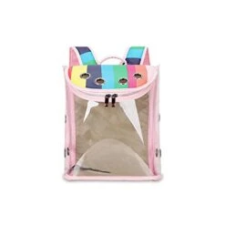 JOZZY Pet Travel Bag Rainbow Color Foldable Cat Carrier Bags Breathable Pet Carriers Small Dog Cat Backpack Travel Cage Pet Bag Carrying For Cats (Color : Pink)
