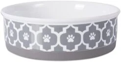 Bone Dry Lattice Pet Bowl, Removable Silicone Ring Creates Non-Slip Bottom For Secure Feeding & Less Mess, Microwave & Dishwasher Safe, Medium Set, 6x2", Gray, 2 Count -Zoo Shop 31xjHqNwx2L. AC