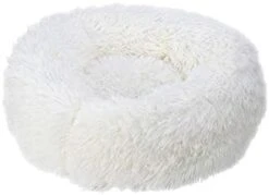 YangYan Super Soft Pet Bed Kennel Dog Round Cat Winter Warm Sleeping Bag Long Plush Puppy Cushion Mat Portable Cat Supplies 46/50/60cm (Color : White Brown, Size : 35cm) -Zoo Shop 31yTrdRYr3L. AC