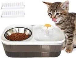 Suertree Cat Water Fountain Food Bowl Stainless Steel, 101oz/3L Automatic Pet Water Fountain, Dog Water Dispenser With Smart Pump 2 Filters For Cats, Dogs, Multiple Pets -Zoo Shop 41 8gHDe7ML. AC