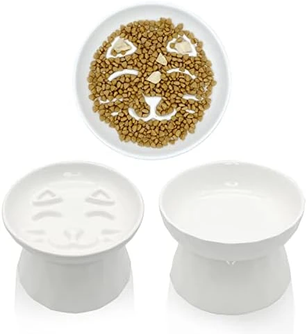 BNOSDM Ceramic Slow Feeder Cat Bowl Elevated Cat Slow Eating Dish Pet Dry/Wet Food And Water Bowl Set Cute Puzzle Plate For Indoor Small Dog Kitten Puppy, Set Of 2 9 BNOSDM Ceramic Slow Feeder Cat Bowl Elevated Cat Slow Eating Dish Pet Dry/Wet Food And Water Bowl Set Cute Puzzle Plate For Indoor Small Dog Kitten Puppy, Set Of 2 - Image 7