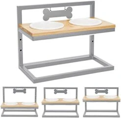 Elevated Dog Bowls Adjustable To 3 Heights With Marker, Antirust Stainless Steel Frame Raise Pet Feeder For Dog, Update Break-Resistant/Safe Melamine Food And Water Bowls, Black - Patented -Zoo Shop 41 f7I4SdiS. AC