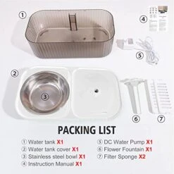 Suertree Cat Water Fountain Food Bowl Stainless Steel, 101oz/3L Automatic Pet Water Fountain, Dog Water Dispenser With Smart Pump 2 Filters For Cats, Dogs, Multiple Pets -Zoo Shop 4102RhOZYKL