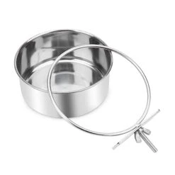 Wontee Pet Food Water Bowl With Clamp Holder Stainless Steel Feeding Cups Feeder For Dog Bird Parrot Cat Rabbit, 2 Packs (M) -Zoo Shop 4106BekHKdL