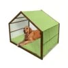 Lunarable Vegetables Wooden Dog House, Kitchen Eggplant Mushroom Banana Corn Carrot Food Fruit Yummy Design, Outdoor & Indoor Portable Dog Kennel With Pillow And Cover, X-Large, Lime Green -Zoo Shop 410BQhQ0aIL