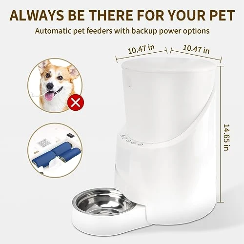 LZHPET 5L Automatic Pet Feeder For Cats & Dogs, Dispense 1-7 Timed Meals Of Dry Food, Lockable Lid, Stainless Steel Bowl, Dual Power Mode, 20s Meal Call, For Small To Medium-Sized Dogs, Puppies, White 7 LZHPET 5L Automatic Pet Feeder For Cats & Dogs, Dispense 1-7 Timed Meals Of Dry Food, Lockable Lid, Stainless Steel Bowl, Dual Power Mode, 20s Meal Call, For Small To Medium-Sized Dogs, Puppies, White - Image 5
