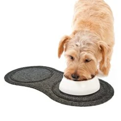 Purrley Cat Dog Food And Water Absorbent Feeding Mat, 20"x10", Pet Waterproof Bowl Placemat, Slip Resistant Cat Dog Feed Mat For Floor, Water Food Bowl Mat For Pet, Pet Feed Placemat