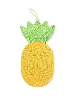 Cat Scratch Pad Cat Scratchers Handmade Scratch Board With Hanging Rope Home Decor Cat Scratcher Mat Cute Food Shaped Cats Scratching Playing (Color : Pineapple)