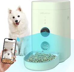 DOGNESS Automatic Wide View Smart Camera Dog/Cat Feeder - 4L Large Capacity, App Control, Food Dispenser With WiFi, Portion Control, Voice Recording, Timer Programmable (Green)