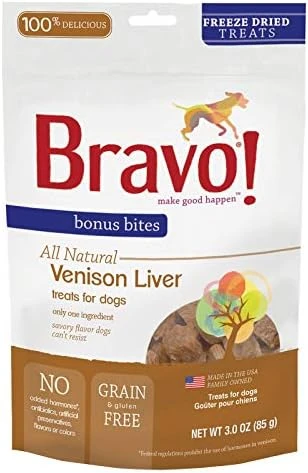 Bravo! Treats For Dogs Freeze Dried Venison Liver - All Natural - Grain Free - 3 Oz. 3 Pack 4 Bravo! Treats For Dogs Freeze Dried Venison Liver - All Natural - Grain Free - 3 Oz. 3 Pack - Image 2