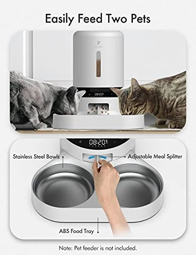 PETLIBRO Pet Food Splitter With Stainless Steel Bowls, Automatic Cat Feeder Bowls For Two Cats Or Dogs, Suitable For PETLIBRO Automatic Cat Feeder PLAF005, PLAF006, PLAF103, PLAF203, White 4 PETLIBRO Pet Food Splitter With Stainless Steel Bowls, Automatic Cat Feeder Bowls For Two Cats Or Dogs, Suitable For PETLIBRO Automatic Cat Feeder PLAF005, PLAF006, PLAF103, PLAF203, White - Image 2