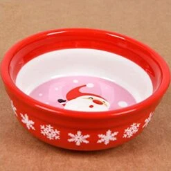 Iplusmile Christmas Supplies Dual Use Cat Bowls Ceramic Bowl Non- Slip Feeding Container Pet Water Food Bowls With Bowl Holder Red -Zoo Shop 4110CCHtizL