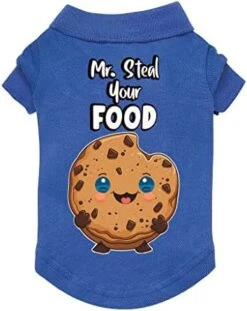 GENERIC Mr. Steal Your Food Dog Polo Shirt - Funny Dog T-Shirt - Cookie Dog Clothing - Blue, XL -Zoo Shop 4114G86Yr0L. AC