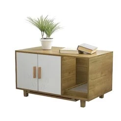 FEELLE Cat Litter Box Enclosure Houses With Food Bowls And Scratch Pad For Indoor Cats, Cat Washroom Hidden Litter Box Furniture Cabinet, Modern Cat Home, Table Nightstand Pet House 11 FEELLE Cat Litter Box Enclosure Houses With Food Bowls And Scratch Pad For Indoor Cats, Cat Washroom Hidden Litter Box Furniture Cabinet, Modern Cat Home, Table Nightstand Pet House -Zoo Shop 41179lIfISL