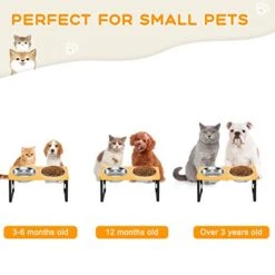 UQNAL Elevated Dog Bowls Stand Bamboo Raised Dog Bowl With 15° Stand Tilted For Medium And Small Dog Water Bowl With 4 Stainless Steel Bowl And Anti Slip Feet -Zoo Shop 411XT8FJCwL