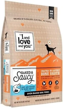 "I And Love And You" Baked And Saucy Dry Dog Food With Gravy Coating, Chicken And Sweet Potato Recipe, Grain Free, Coated In Bone Broth, Prebiotics And Probiotics, Real Meat, No Fillers, 4 Lb Bag -Zoo Shop 411iXoElzL. AC