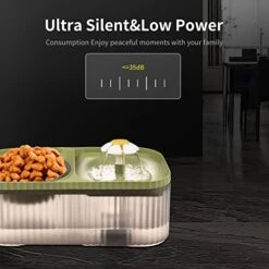 KHONSU PET Cat Water Fountain, Pet Food Bowl, Super Quiet Automatic Water Fountain, 3L/101ozAutomatic Flower Fountain & Stainless Steel Bowl With Smart Pump And 3 Replacement Filters, (Green) -Zoo Shop 411jObvNFiL