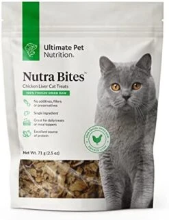 ULTIMATE PET NUTRITION Nutra Bites For Cats, Freeze Dried Raw Treats, Single Ingredient, Grain Free, Chicken Breast, 2.5 Ounce -Zoo Shop 411mMxutLL. AC