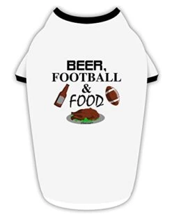 TOOLOUD Beer Football Food Cotton Dog Shirt White With Black XL