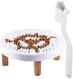 Fatcatjoy Cat Slow Feeder Bowl Ceramic Elevated Plate Cat Puzzle Feeder Improve Vomiting Dog Food Bowls Slow Feeder Easy To Clean(with Brush) -Zoo Shop 411v6XWx1iL. AC