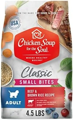 Chicken Soup For The Soul Small Bites Dog Food, Chicken, Turkey & Brown Rice Recipe, 4.5 Lb. Bag | Soy Free, Corn Free, Wheat Free | Dry Dog Food Made With Real Ingredients -Zoo Shop 412dYwl8u0L. AC