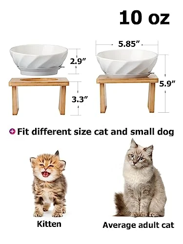 Y YHY Cat Bowl Tilted, Raised Cat Food Water Bowl 6-Inch Ceramic Cat Bowl Elevated Cat Dish With Non-Slip Silicone Circle And Removable Wooden Stands For Indoor Cats, Small Dog 5 Y YHY Cat Bowl Tilted, Raised Cat Food Water Bowl 6-Inch Ceramic Cat Bowl Elevated Cat Dish With Non-Slip Silicone Circle And Removable Wooden Stands For Indoor Cats, Small Dog - Image 3