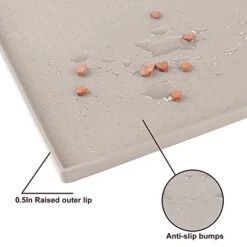 Hubulk Dog Feeding Mat,Silicone Pet Food And Water Bowl Placemat,Dishwasher, High Raised Edge To Prevent Spills,Nonslip Waterproof Tray To Stop Messes On Floor（24"x16"x0.5", Taupe） -Zoo Shop 412hdJ0J4OL