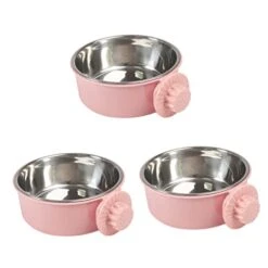 3pcs Crates For Dogs Moultrie Feeder Stainless Steel Bird Cage Bird Cage Food Water Dispenser Bowl Bird Cage Cups Small Animal Feeding Cup Feeding Bowl Pet Supplies Hanging Bowl