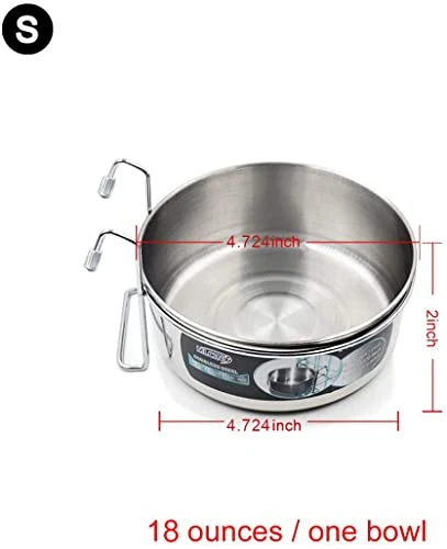 MLCINI Hanging Pet Bowl Dog Crate Bowl Dog Kennel Bowl 3 Size 2 Pack Non Spill Stainless Steel Food Water Bowls Bunny Feeder With Hook For Dogs Cats In Crate Cage Kennel (S/18 Ounce) 4 MLCINI Hanging Pet Bowl Dog Crate Bowl Dog Kennel Bowl 3 Size 2 Pack Non Spill Stainless Steel Food Water Bowls Bunny Feeder With Hook For Dogs Cats In Crate Cage Kennel (S/18 Ounce) - Image 2