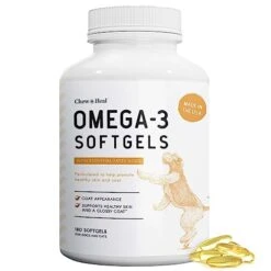 Omega 3 Fish Oil For Dogs - 180 Softgel Capsules For Healthy Skin And Coat - 1000 Mg Dog Fish Oil Pills For Shedding, Dry Itching Skin, And Hot Spots