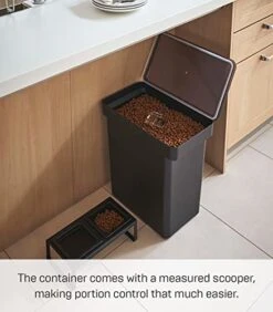 YAMAZAKI Home Tower Airtight Pet Food Storage Container - Cat And Dog Food Holder Bin With Transparent Lid And Handle - Extra Large - Polypropylene - 6.6 Gallons, 25 Liters