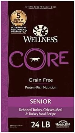 Wellness CORE Grain-Free Senior Dry Dog Food, Made In USA With Natural Ingredients, No Meat By-Product, Fillers, Artificial Flavors, Or Preservatives (4-Pound Bag, Turkey) -Zoo Shop 413RVMQzcPL. AC