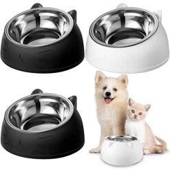 4 Pcs Raised Cat Food Bowls Stainless Steel Cat Bowl Tilted 15° Elevated Cat Bowls Non Spill Kitten Puppy Food Bowl Slanted Dog Bowl Elevated Dish For Pets Dog Feeder Feeding Bowl For Cat (13.53oz)