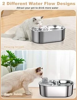 Cat Water Fountain, 88oz/2.6L 304 Stainless Steel Pet Water Fountain For Cats Inside,2-in-1 Cat Bowls For Food And Water, Ultra-Silent Automatic Dog Water Dispenser With Smart Pump And 5 Filters -Zoo Shop 413dtY62vuL