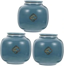 HOMSFOU 5 Pcs Urn Tea Decoration Storage Containers Small Storage Container Round Container With Lid Small Ceramics Urn Pet Memorial Pet Cremation Urns Ceramics Blue Cat Ash Urn Mini -Zoo Shop 413jBS51lnL. AC