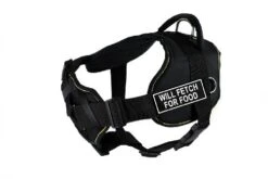 Dean & Tyler 28 To 34-Inch Will Fetch For Food Fun Harness With Padded Chest Piece, Medium, Black With Yellow Trim