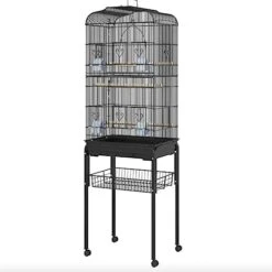ACQUIRE 63" Metal Indoor Birdcage Starter Kit With Removable Rolling Stand, Storage Basket And Accessories Black Birdcage -Zoo Shop 414Dx4UBwWL. AC